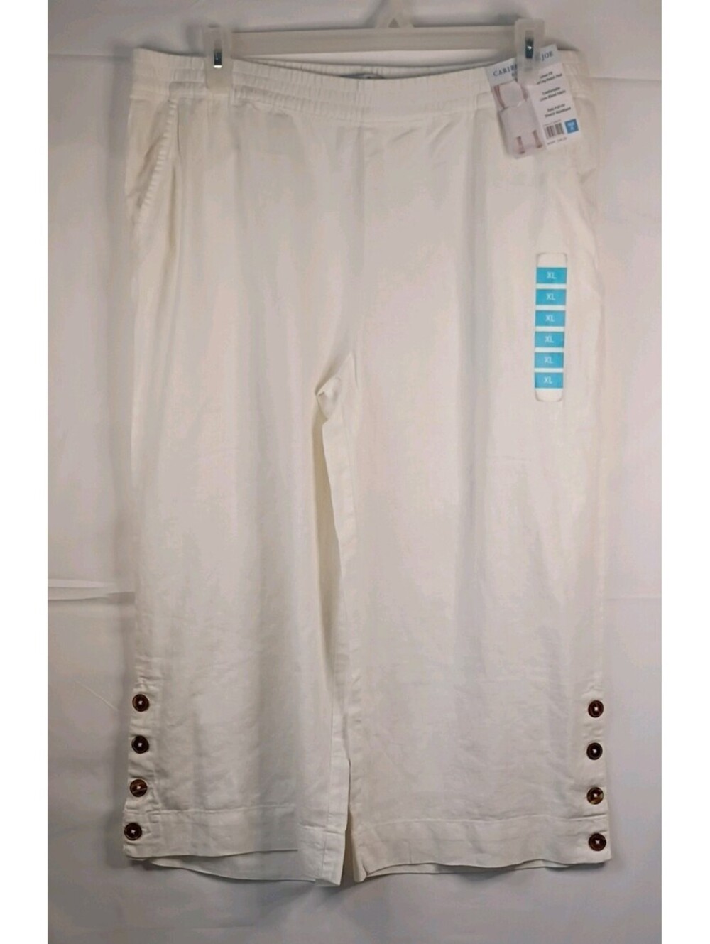 Women's Caribbean Joe White Wide Leg Ankle Pants Size XL